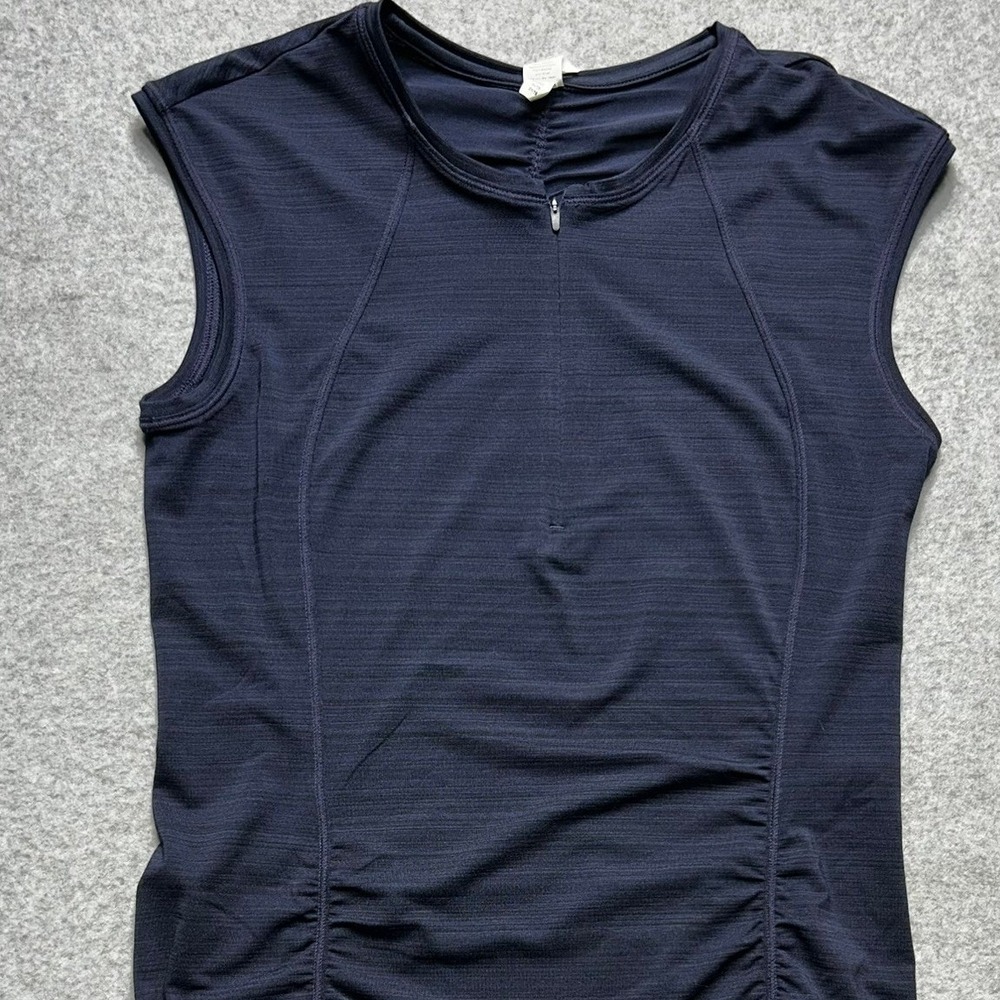 Athleta‎ Cycling Jersey Women XS Navy Blue Excellent Sleeveless Quarter Zip Top